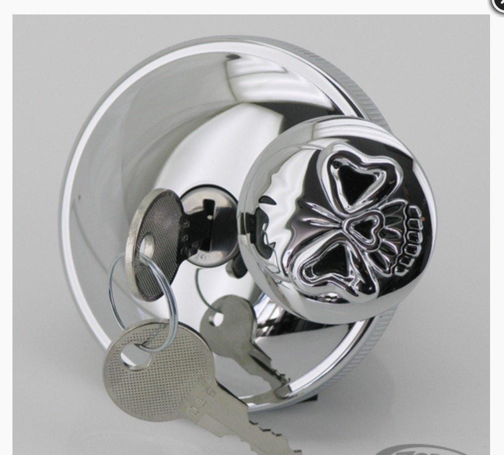Tapón cromado para depósito de gasolina, cerradura de llave, antirrobo, ventilado, con diseño de calavera 97 en adelante Sportster 883 1200 XL XLC Iron Nightster Forty Eight Seventy Two 48 72 Dyna