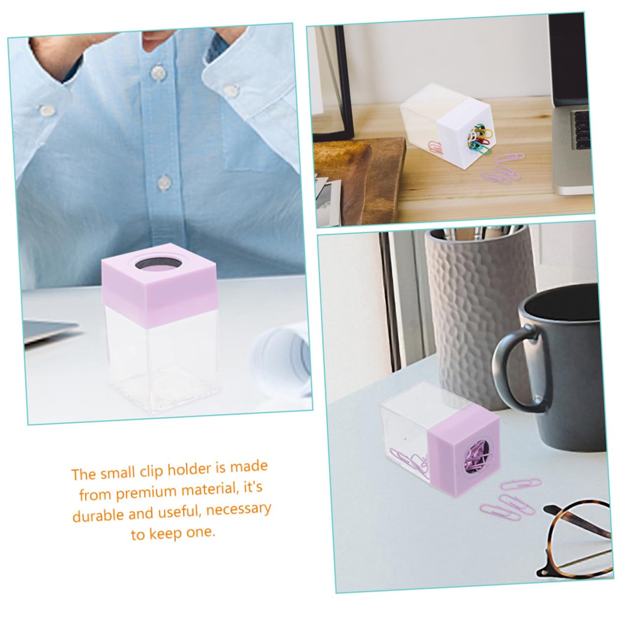 NUOBESTY 10pezzi Dispenser Magnetico Per Graffette Colorate Supporto Per Ufficio Trasparente Contenitore Quadrato Per Graffette Creativo Per Studenti e Ufficio