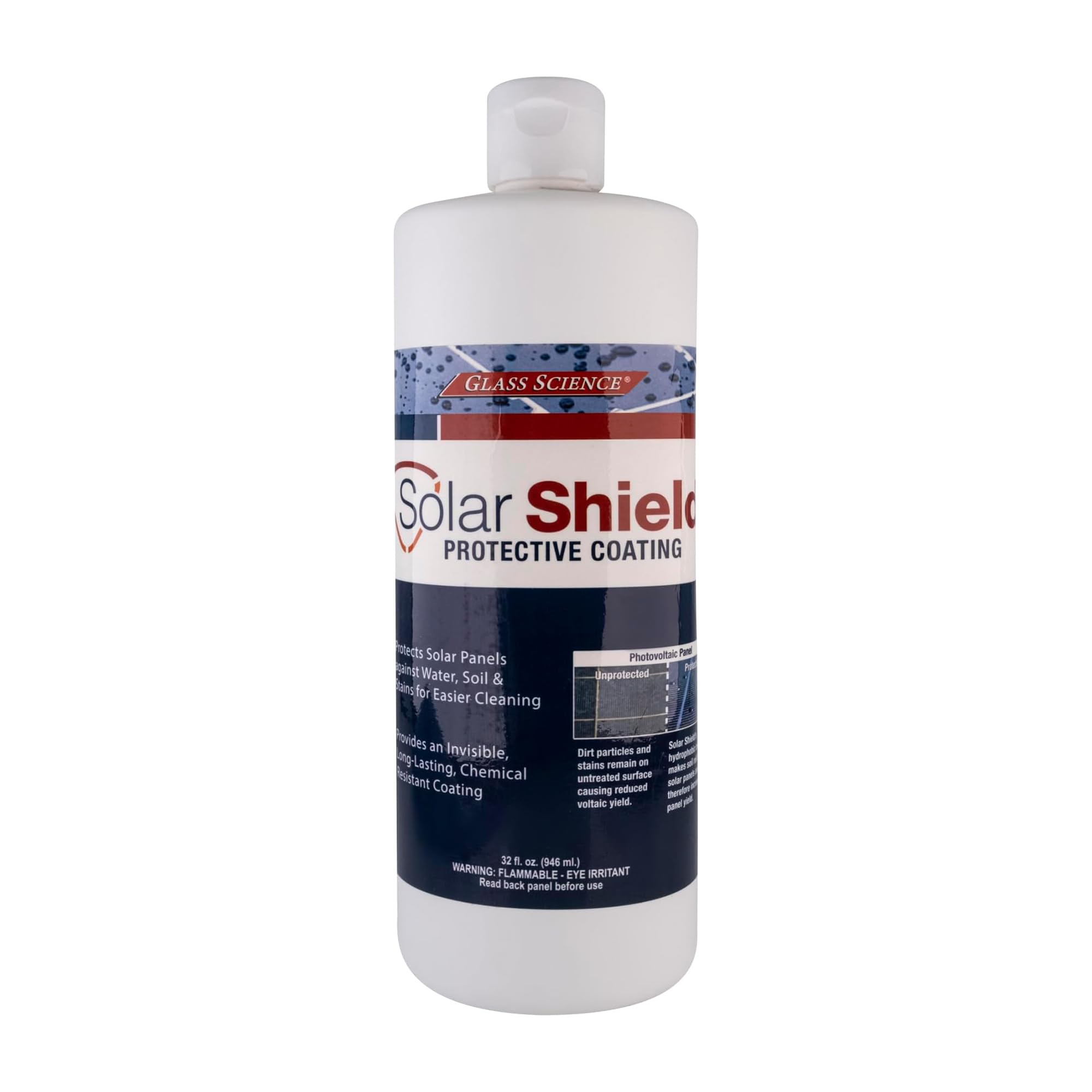 Unelko 28322 Solar Shield Protective Coating, 32oz Bottle, Nano-Scale Polymer for Solar Panel Protection, Prevents Soil and Etching, Covers more than