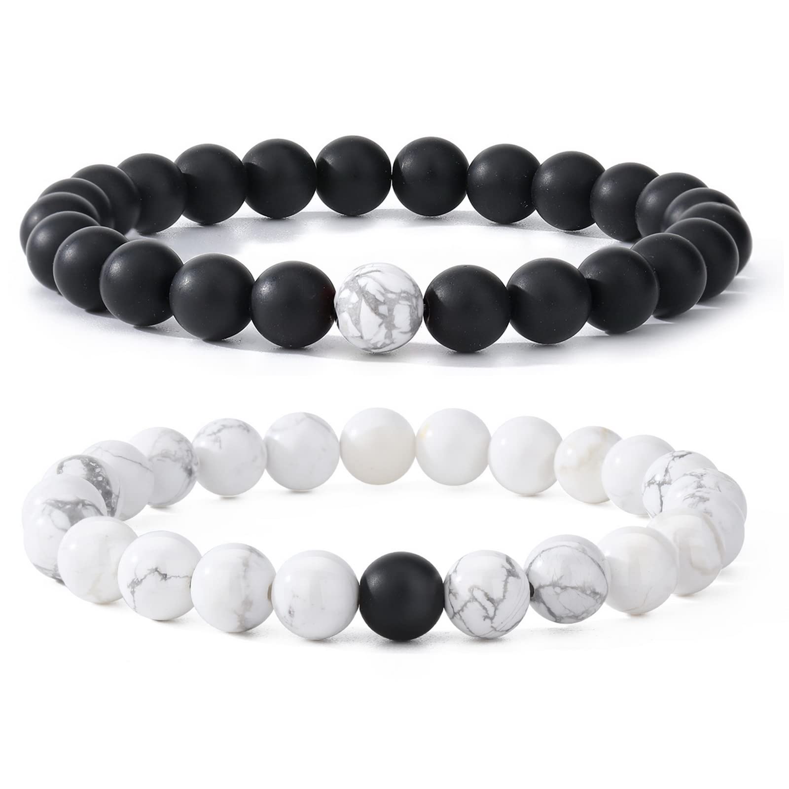MengPaMens Beaded Bracelets Couples Matching Bracelet Set Lava Rock Beads for Women Stone Jewelry