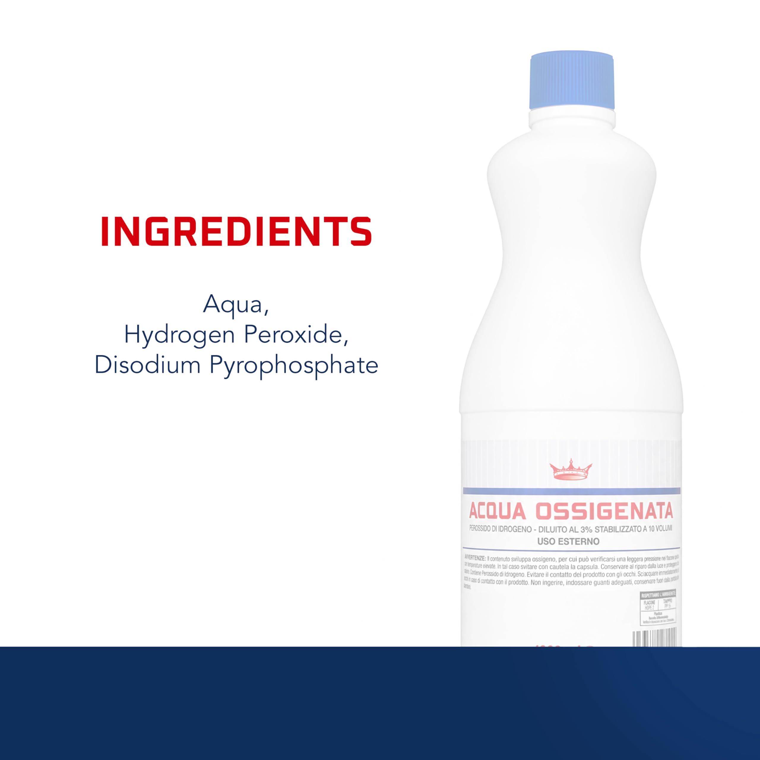 Acqua Ossigenata disinfettante 3% 10 Volumi con tappo di sicurezza per bambini (12 flaconi da 1 litro) Made in Italy