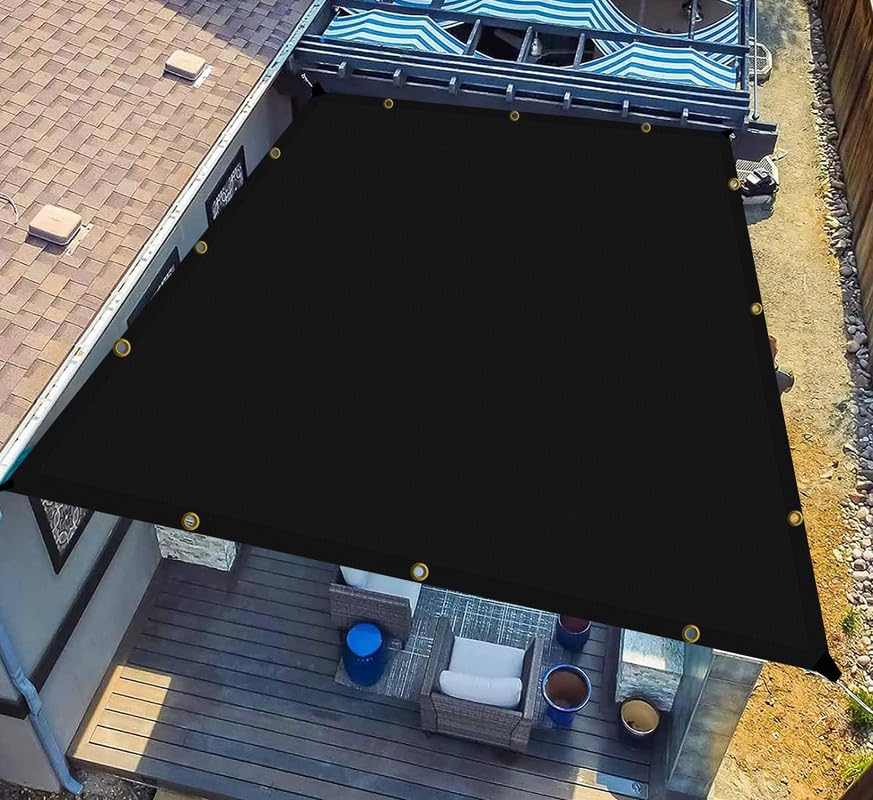 Image of HDPE Fabric Self Fold with SS Eyelet Sun Shade Sails 85-90% Protection from Sun & UV Rays Ideal for CarParking,Outdoor Garden,Balcony,Tent(Black Color, 14 X 14 Feet) Pack of 1 Pc
