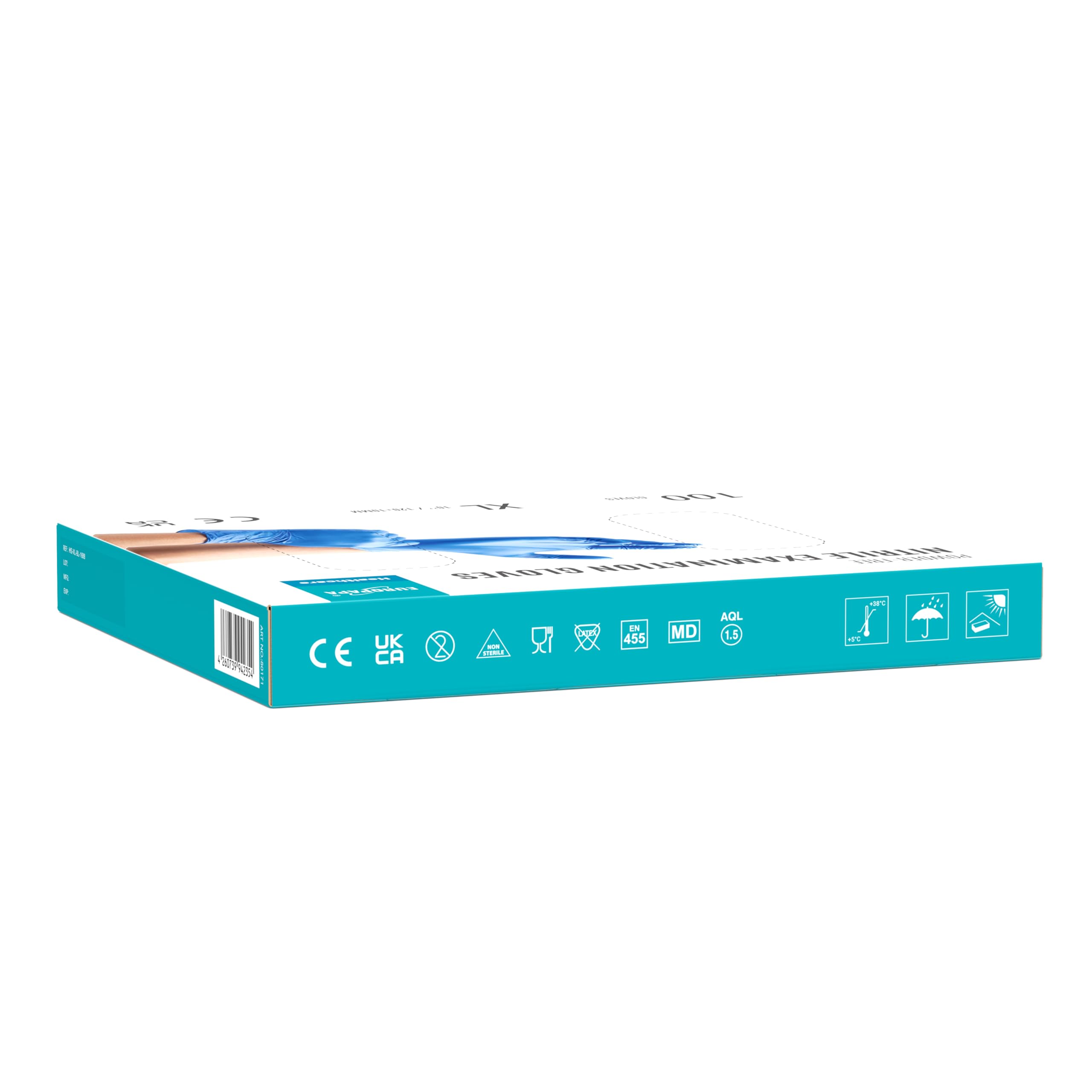EUROPAPA® 2000 Stück (20x100) Nitrilhandschuhe Box Einweghandschuhe, Einmalhandschuhe, Untersuchungshandschuhe, puderfrei, ohne Latex, unsteril, latexfrei, disposible gloves (XL, Ocean Blau)
