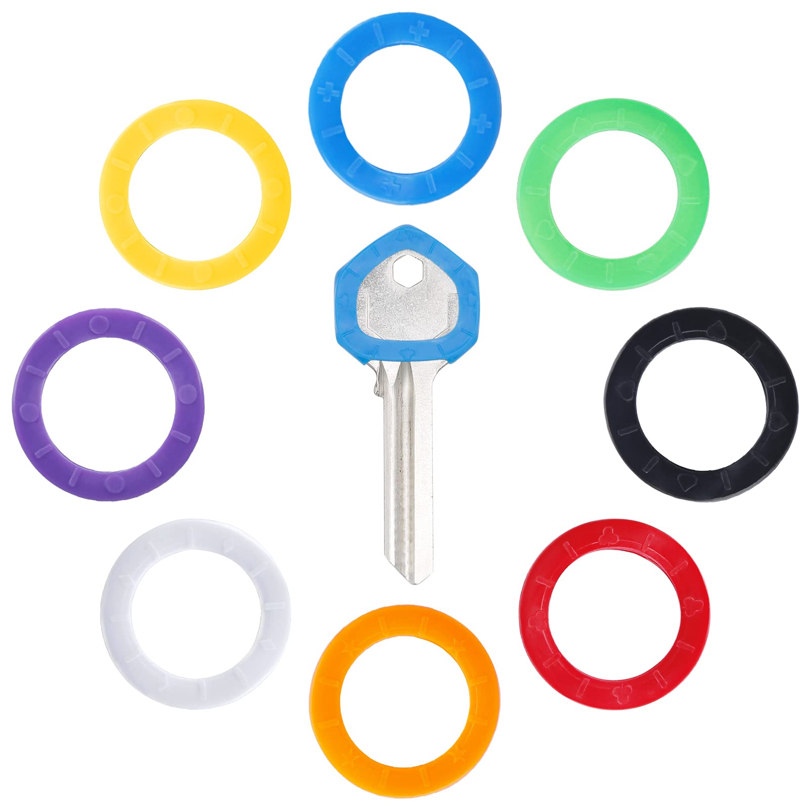 Uniclife 36 Pack 2,3 cm Cappucci per piccole chiavi di casa Protettori rotonde Copri chiavi Identificatori, piatti (non adatti a chiavi quadrate o di forma dispari), 9 colori