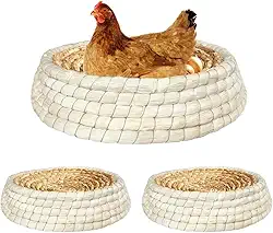 Toolzeen Ninho de galinheiro para galinheiro, palha de base plana feita à mão - pacote com 2 almofadas premium de 39,4 cm x 39,4 cm x 8,9 cm (2 ninhos)