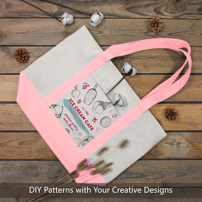 Image of 19x15 Inch Large Canvas Tote Bag | 100% Organic Reusable 330 GSM Cotton Handbag With Zipper Closure and Front Pocket for Shopping, Daily Use, Travel, Grocery, Gifting, Office and Storage