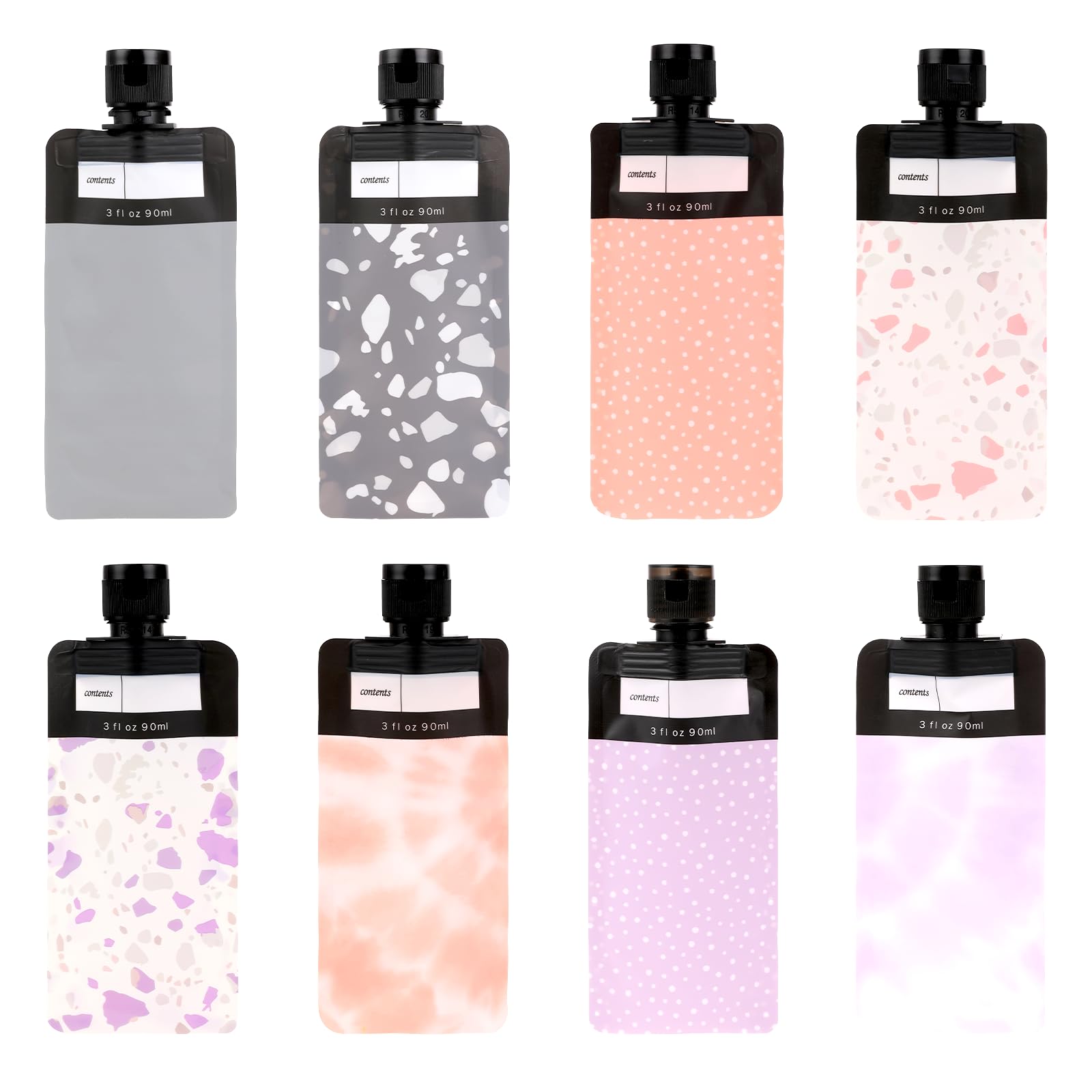 Giantree 8 Pcs Travel Pouches for Toiletries, Leak Proof Empty Squeeze Pouches, Portable Travel Fluid Makeup Packing Bag, Travel Pouches for Shampoo Conditioner Lotion Body Wash