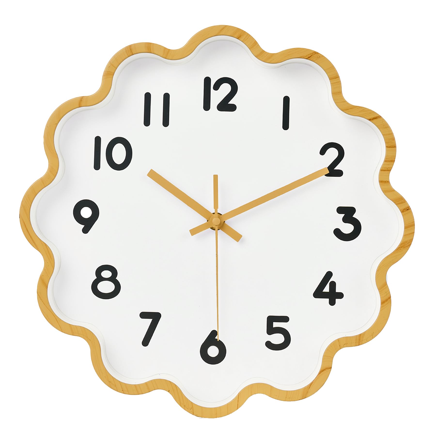 HZDHCLH Wall Clocks Battery Operated 12 Inch Cloud Shaped Wall Clock Silent Non Ticking Modern Decorative Clock with 3D Numbers for Bedroom Living Room Nursery Classroom Yellow Wood Grain