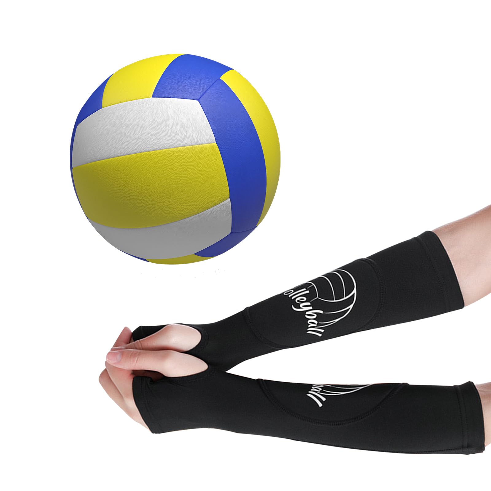 1 para rękawków do siatkówki, sportowe rękawy na ramiona ochrona przedramienia, mankiet z 3 mm ochronną wyściółką i otworem na kciuk, rękawy siatkówki damskie, Czarny S/M, rozmiar uniwersalny