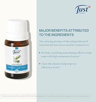 SwissJust Swiss Just Stress Relief, Anti-Stress Activator Essential Oil 10ml. A Specific & Balanced Blend of 15 Natural Essential Oils. with Basil & Lavender Extract, 10 ml