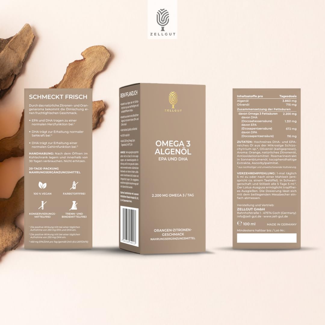 Omega 3 olio di alghe 100 ml | DHA+EPA ad alto dosaggio | vegano
