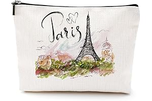 Elegant Paris Travel Makeup Bag, Watercolor Paris Cosmetic Bag, Gift for Paris Lovers