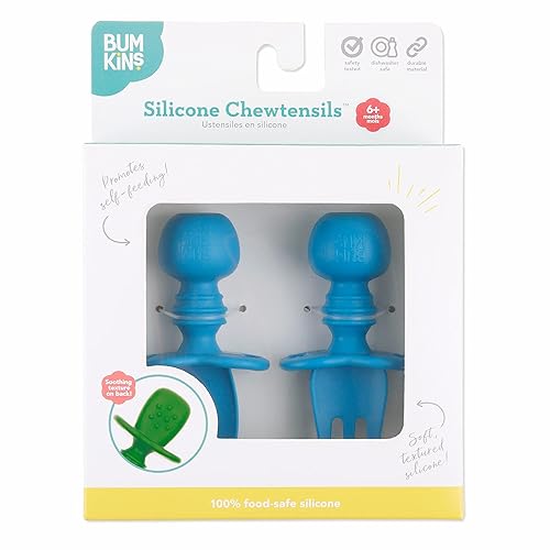 Vista 113 de Bumkins Juego de utensilios para bebé, cucharas de silicona para sumergir, autoalimentación, destete LED para bebés, aprendizaje de entrenador, A1