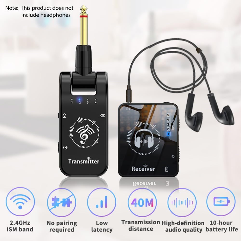 Hanzete 2.4G Wireless In-Ear Monitor System Trasmettitore Rotazione 282° Portatile Collare Clip Ricevitore Ricaricabile Accoppiamento Automatico Bassa Latenza 39,9m