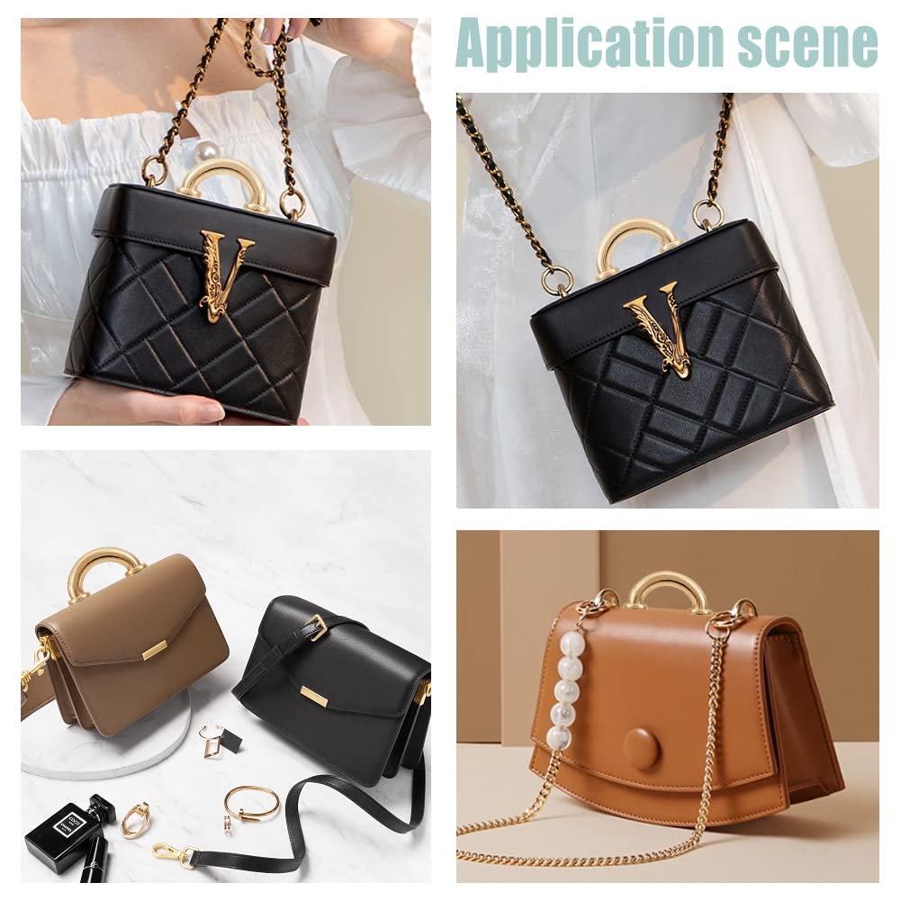 WADORN Catena per Borsa in Metallo, 2 Stili Fibbia a Clip Laterale con Chiusura a Sospensione per Borsa ad Anello Laterale, Gancio a Catena per Fai da Te