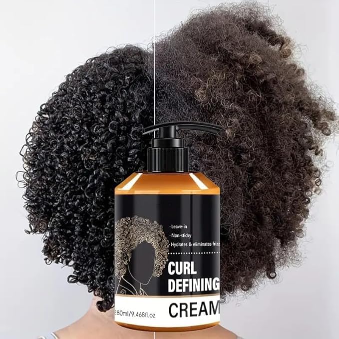 Black Castor Oil Curling Cream for Wavy, Curly, Medium to Coarse Hair, Moisturizing Anti-Frizz Hair Styling Cream, 3.53oz (280ml) - Image 3