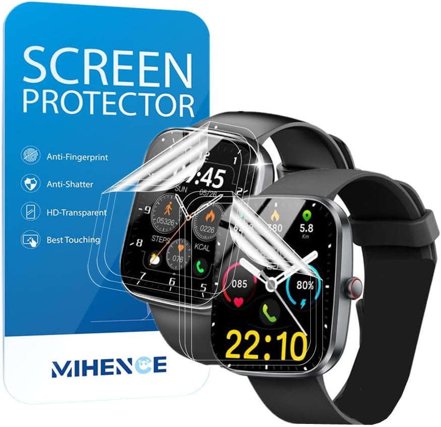 Screen Protector Compatible for Kuizil 1.91'' Smart Watch T70, HD Full Coverage TPU Protective Film for T70 1.91"" Smartwatch (6PCS), transparent