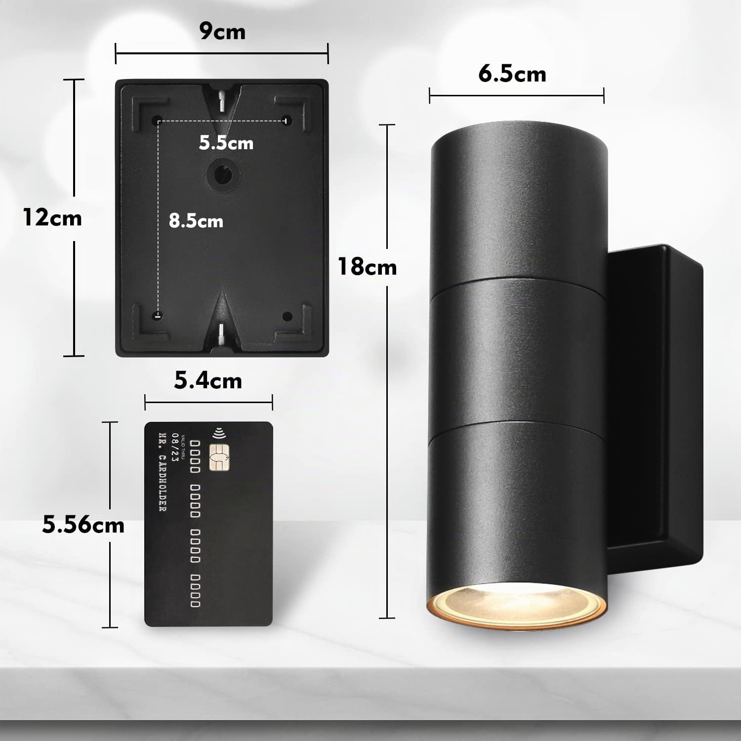LED Applique Murale Exterieur Moderne 10W, IP65 Etanche Luminaire Lampe Extérieur, GU10 Éclairage Mural Aluminium 3000K Jardin Garage Terrasse Entrée, Lumiere Exterieure Blanc Chaud, Noir