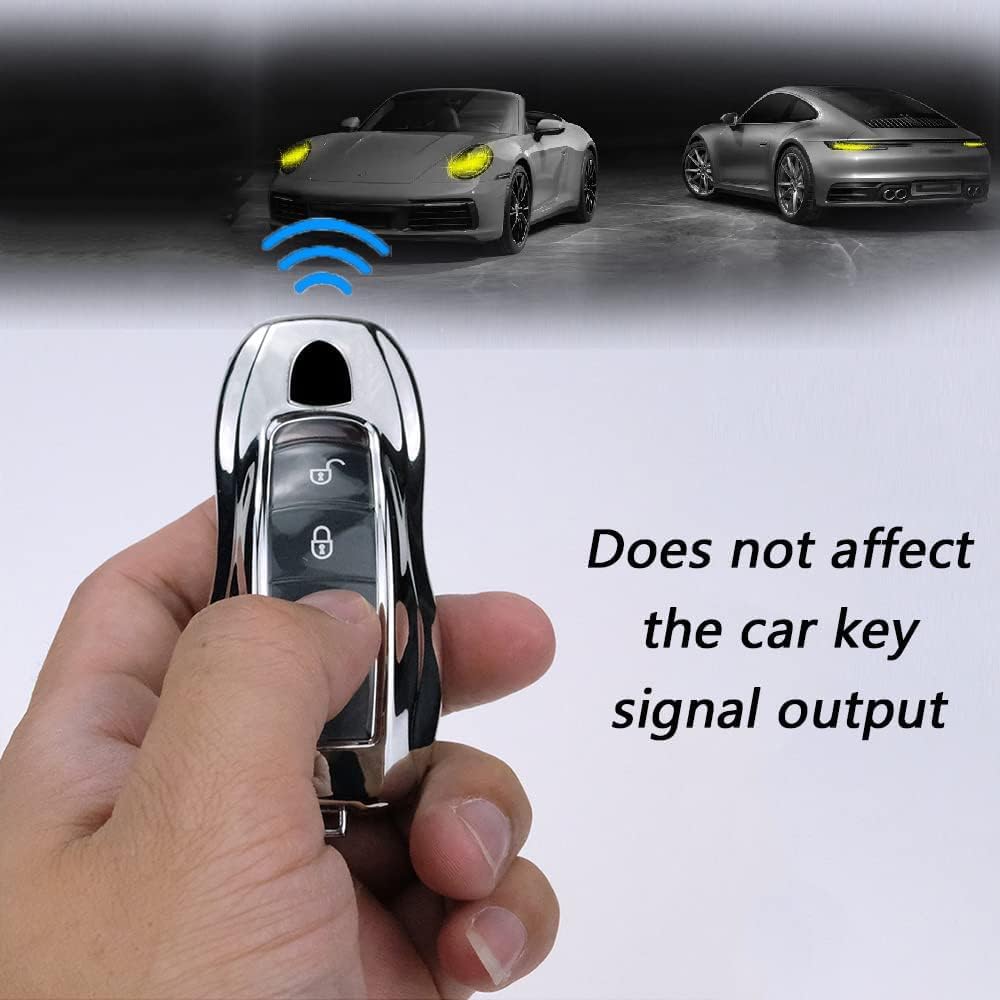 SANRILY Full Protector for Porsche Key Cover Plating Key Fob Case Shell with Keychain Keyless for Porsche 911 Macan Cayenne Panamera,718 Cayman/Boxster Car Keys-Blue - Image 4