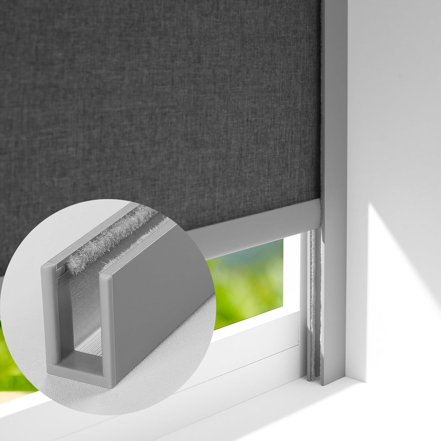 U Channel Aluminium Alloy Light Blocking Strips for Roller Blinds Light Gap Blockers Window Shades Side Rail Tracks Bedroom Sleep Nursery (Grey,58",2Pcs) U-shaped Grey-2pcs 58‘’