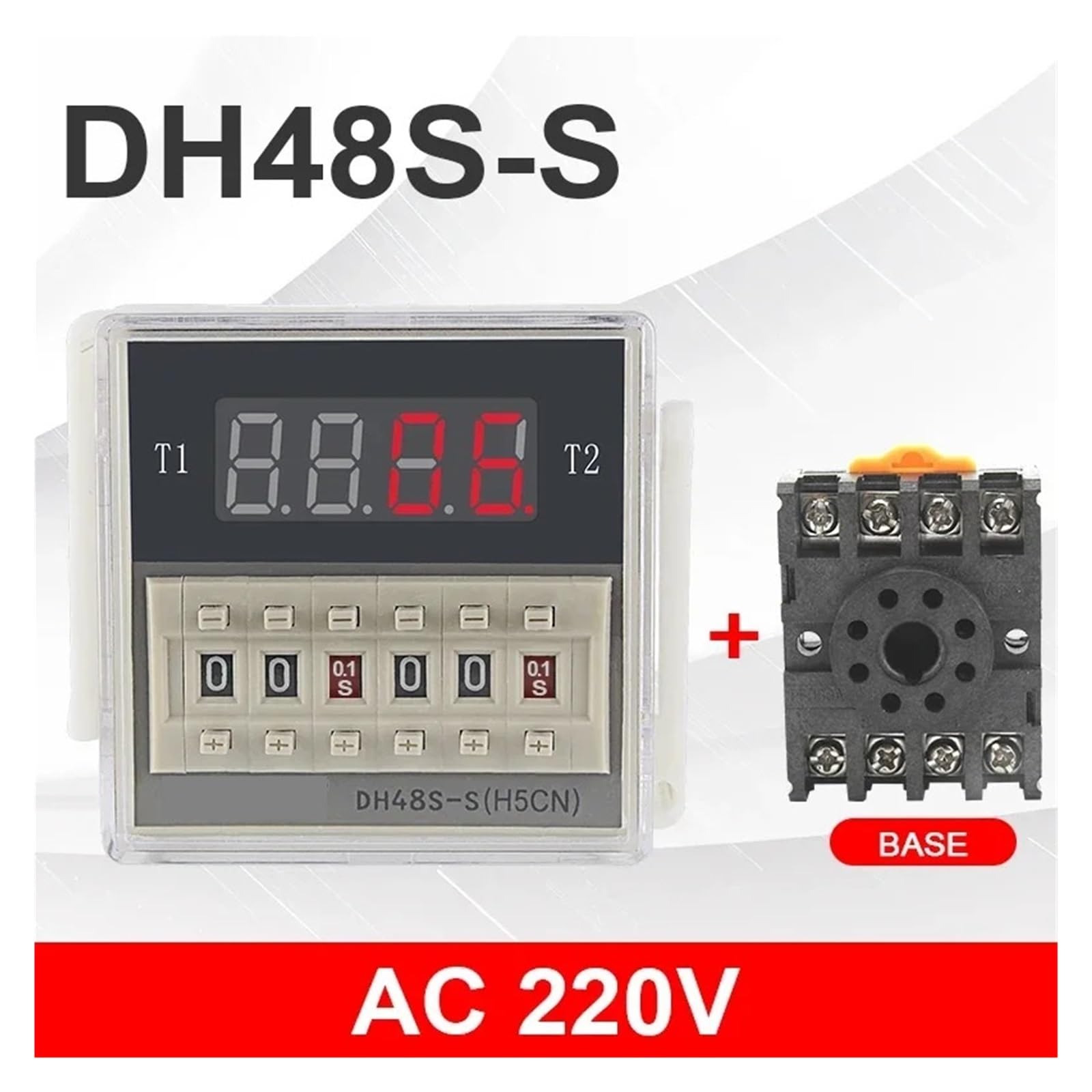 Przekaźnik czasowy cyfrowy programowalny przełącznik czasowy DH48S-S 0,1 S-99 H podstawa AC/DC 12 V 24 V 36 V 110 V 220 V 380 V timer cyklu powtarzania (AC220V)