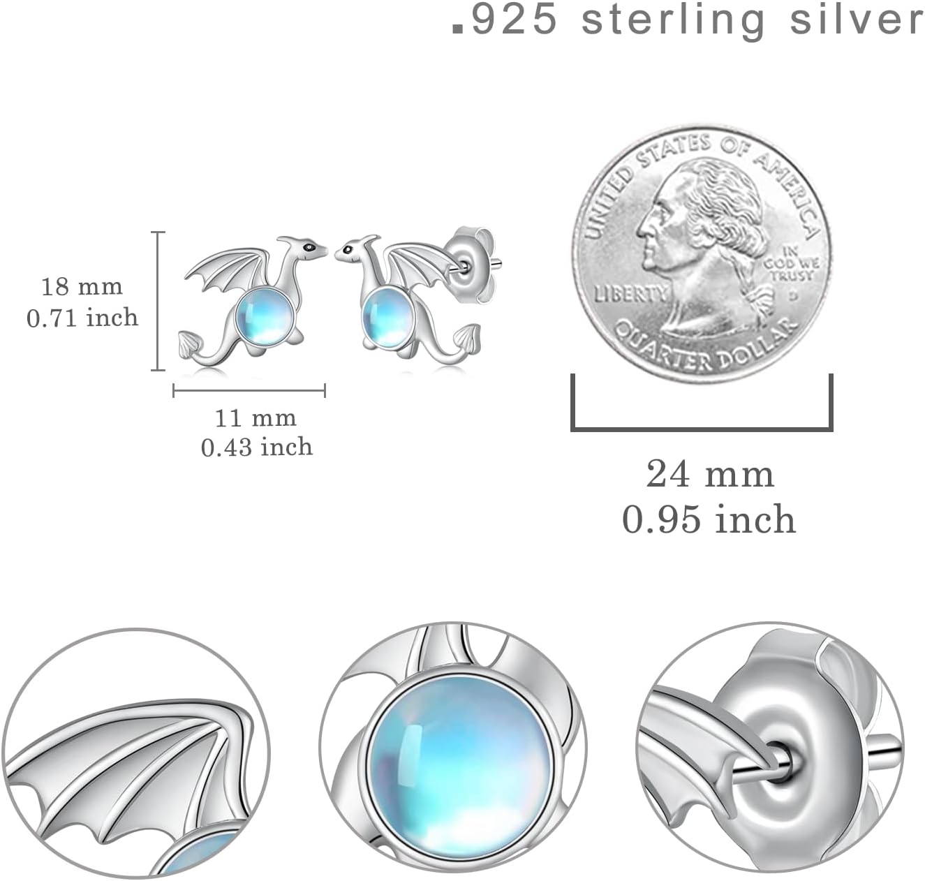 Racoon/Bearded Dragon/Donkey/Platypus/Capybara/Dragon Earrings Sterling Silver Animal Stud Earrings Animal Jewelry Gifts for Women - Image 4