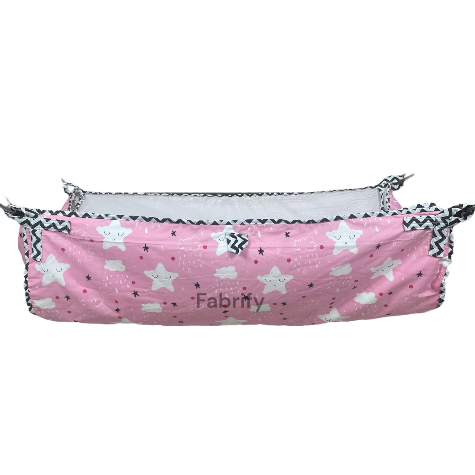 Fabrify Baby Hammock Swing Cradle, Cotton with Mosquito Net Cover, Heart Design (Pink)-image-2