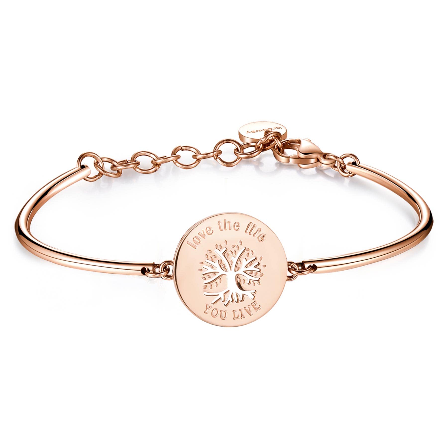 Brosway Bracciale Rigido Donna Chakra - Albero Della Vita In Acciaio E Cristalli Swarovski, Oro Rosa - Regalo Unico