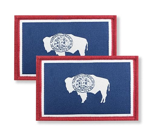 Overdecor Wyoming Flag Patch Tactical Military Patches - Hook and