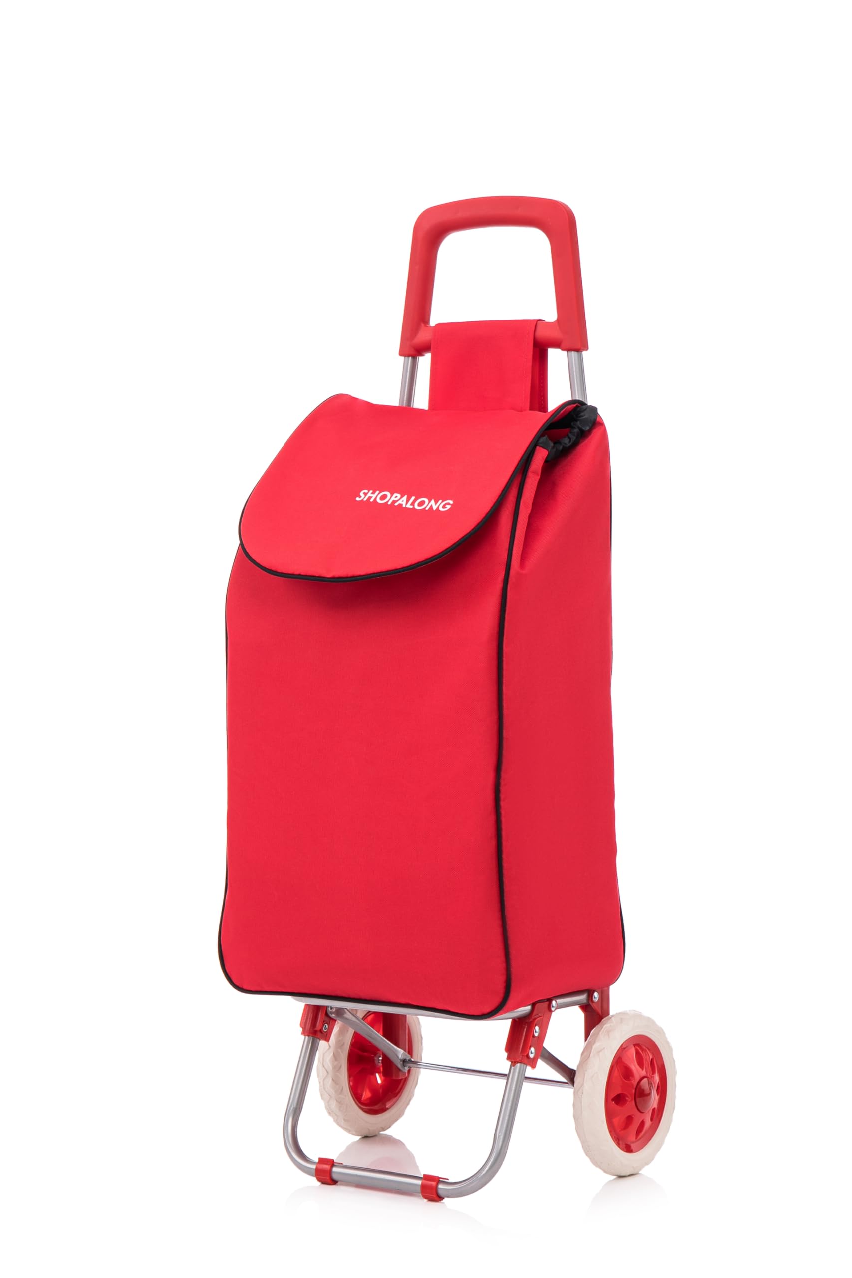 Large Lightweight Shopping Trolley, Hard Wearing With Wheels Foldable Rolling Push Trolly, Grocery Cart Bag Flat-Pack Easy Storage 1.28kg 37Litre