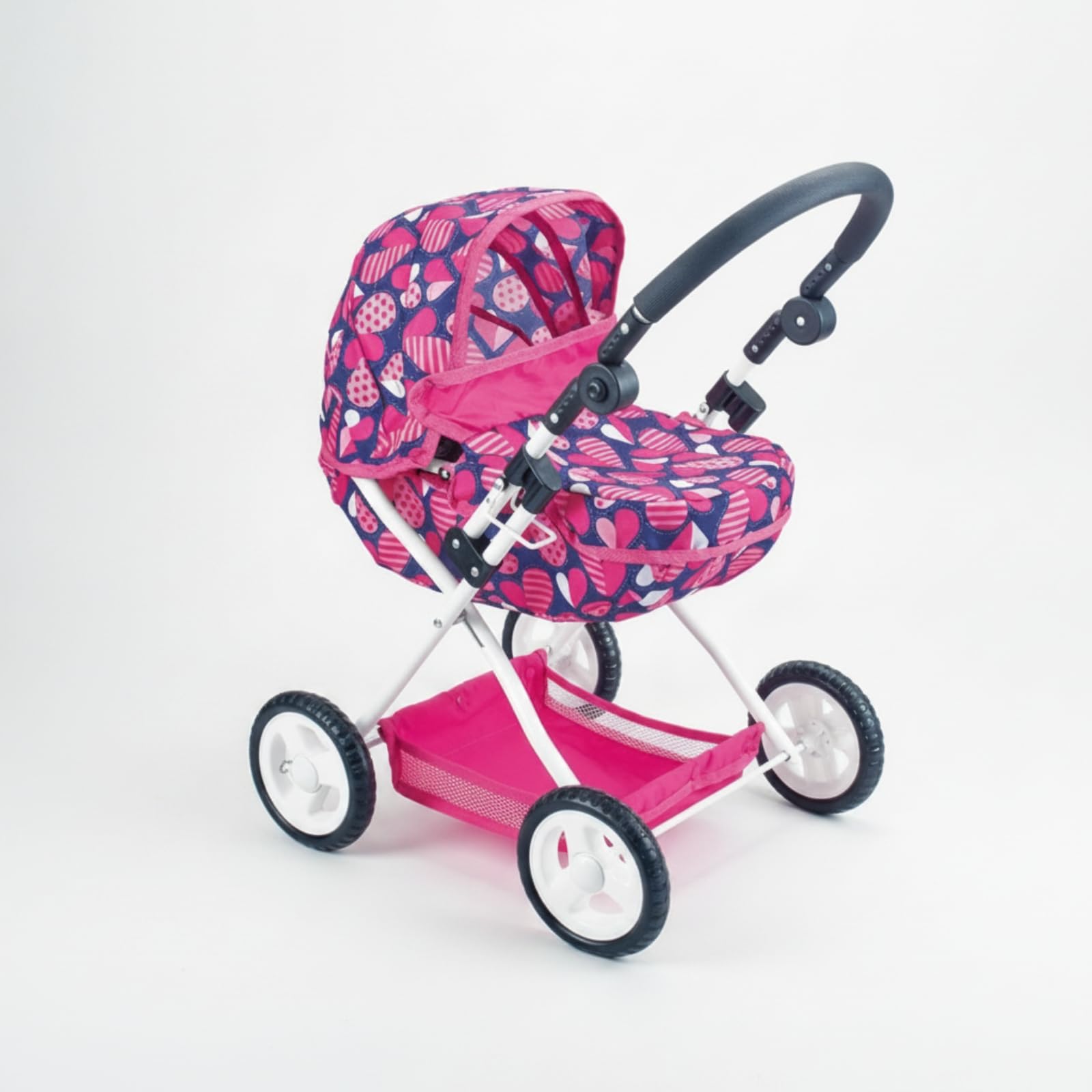 Sharplace Cochecito de Muñecas Carrito de Muñeca Silla de Juguete Cuna Paseadora para Muñecas con Estructura de Hierro y Ruedas, Cochecito De Muñeca FL9138 Bolsa De PE con Cabecera De Tarjeta