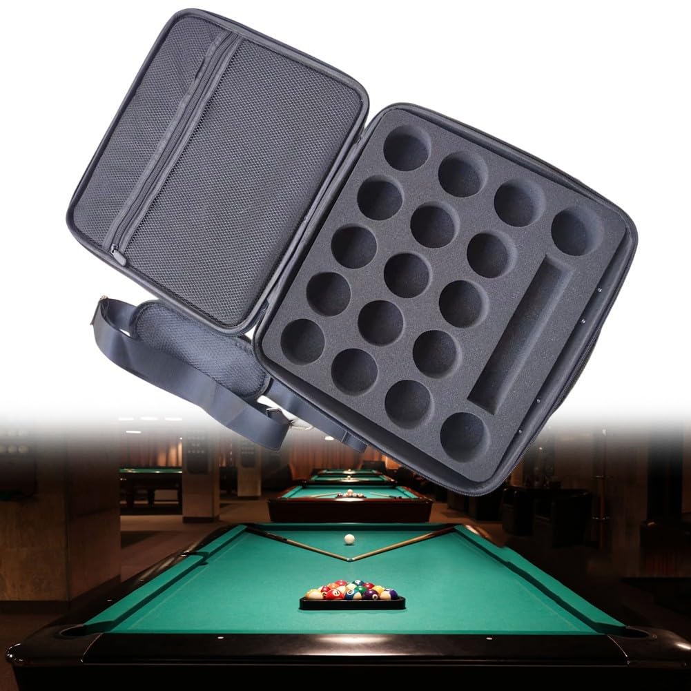 Custodia da biliardo con guscio rigido, fodera in EVA per piscina, snooker, palle da biliardo sportive, porta palline da biliardo americano in nylon adatto ai viaggi