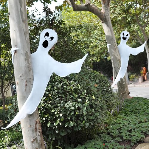 Image of JOYIN Halloween 2 Pcs Tree Wrap Ghost Decoration Outdoor, 53 inch Bendable Flying Ghost for Trees Yard Lawn Garden Prop, Party Supplies, Haunted House Indoor Decor