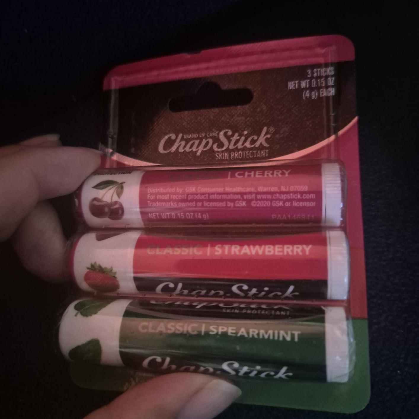 ChapStick Lip Care Set, Classic Collection 3-Pack – Spearmint, Cherry, and Strawberry Lip Balm, 0.15 Ea