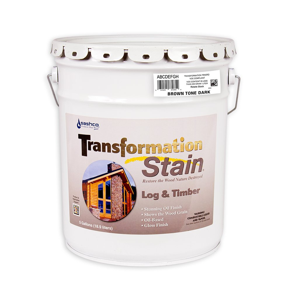 Sashco Transformation Log and Timber Stain, 5 Gallon Pail, Brown Tone Dark (Pack of 1)
