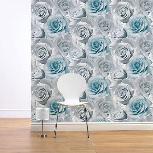 Miniatura 8 de Madison Rose Glitter - Papel tapiz moderno para sala de estar, dormitorio, chimenea, papel de pared decorativo de lujo con rosas blancas