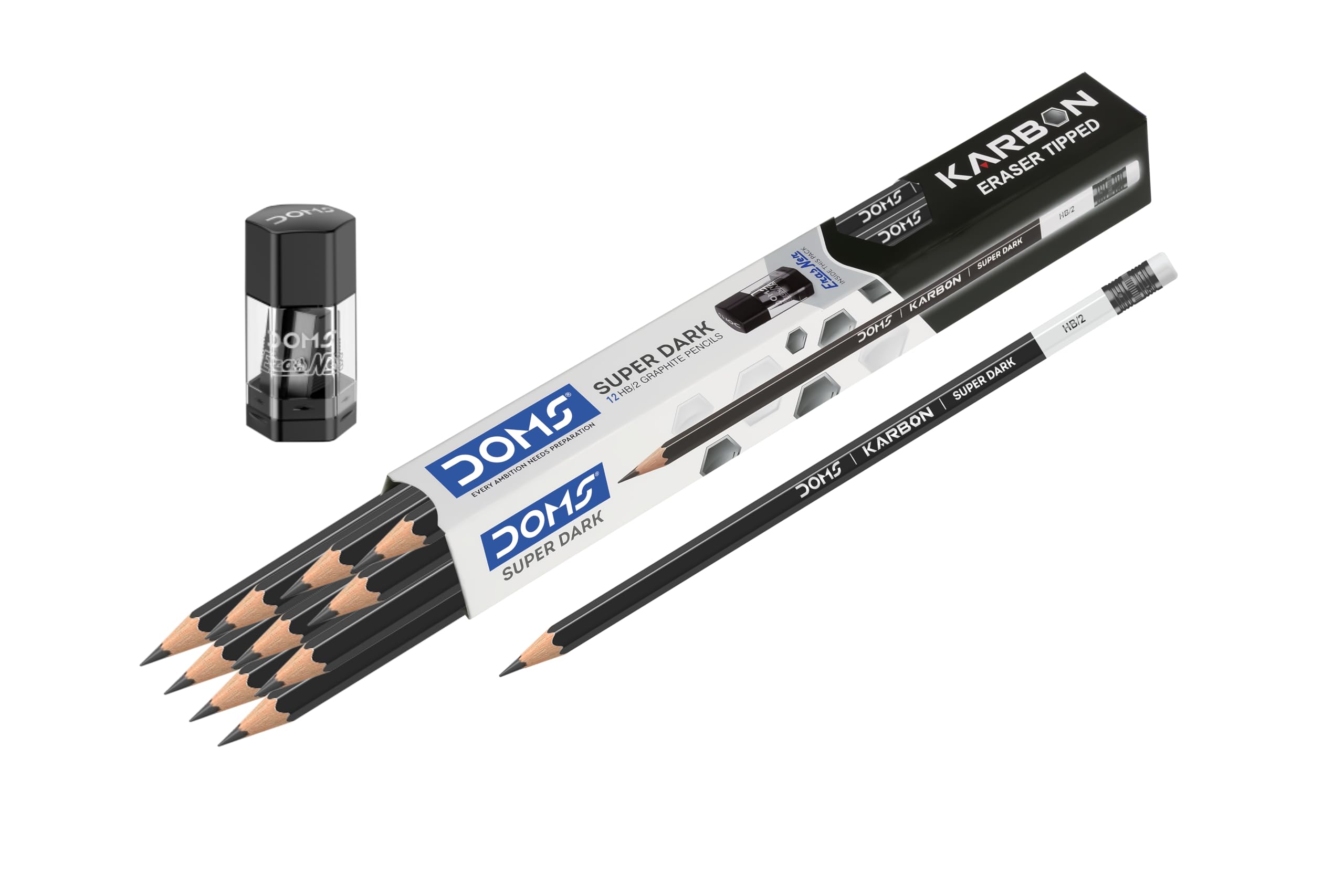 Dooms Karbon R/T Super Dark Pencil pack of 10 with Erasner (sharpner+Eraser)-image-19