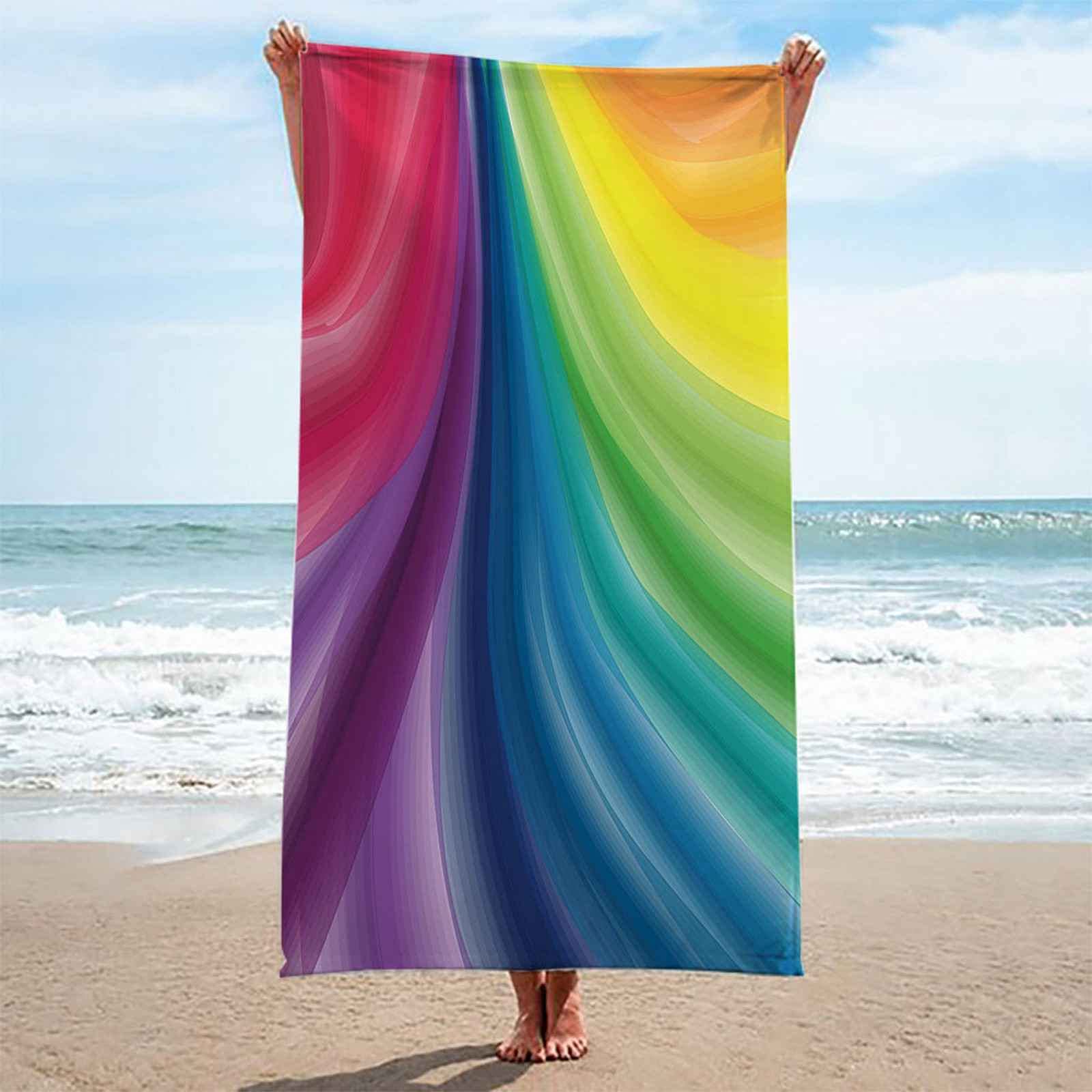 Telo Da Mare 3D Stampa A Righe Stampato Asciugamano Da Spiaggia 100x200cm Asciugamano Microfibra Grande Antisabbia Leggero Telo Mare Per Sport Piscina Viaggi In Famiglia Vacanze