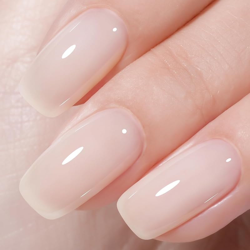 AILLSA Gel Nail Polish Cloud Kiss Nude Gel Polish Light Pink | Milky White Peach Color Jelly Gel Polish Neutral Sheer Translucent Nude Gel Nail Polish Off UV Gel for Salon 0.51 Oz