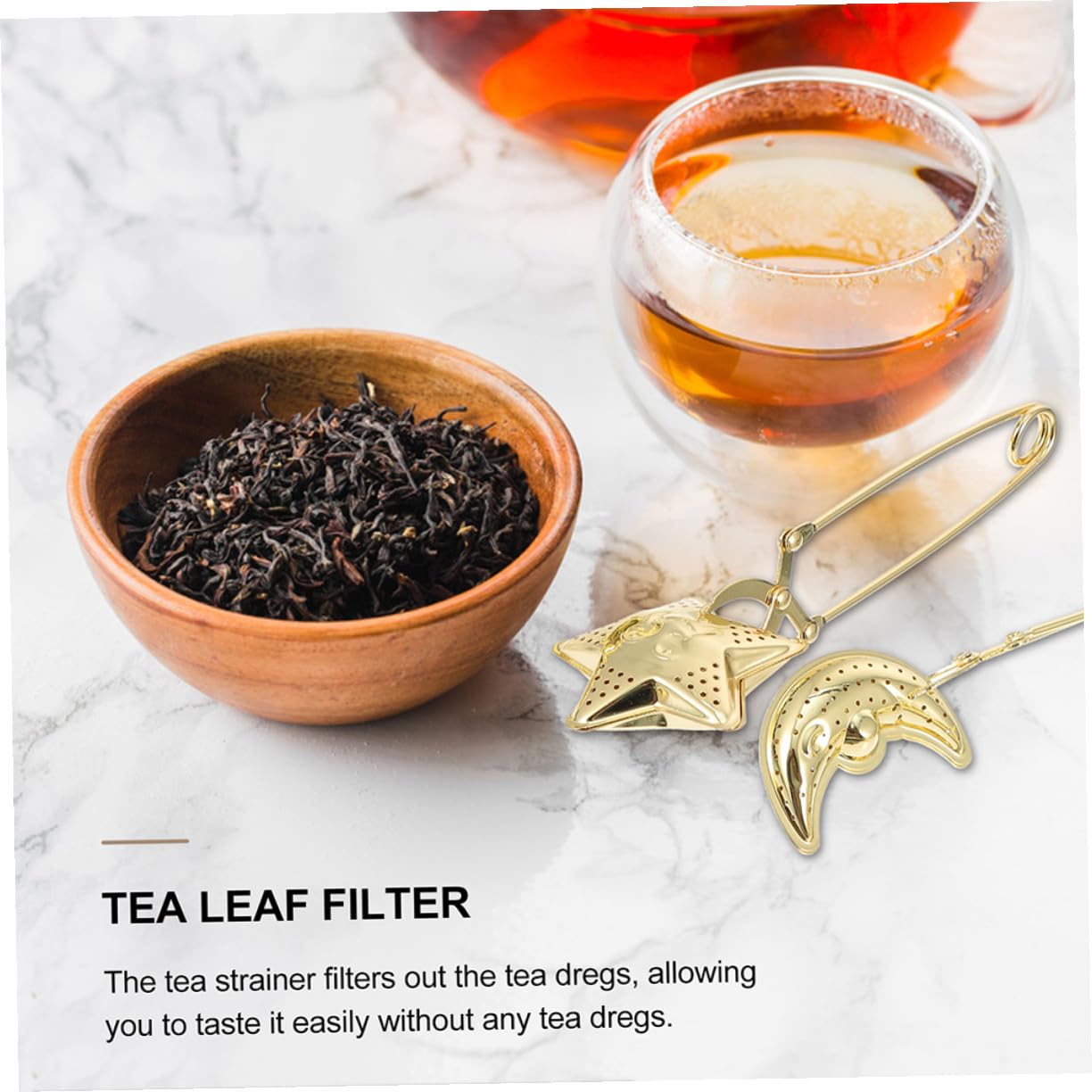 Passoire à Thé Inox Étoiles et Lune Filtre Infuseur Maille Fine Filtre à Thé Réutilisable Sain et Facile à Nettoyer et Restaurant