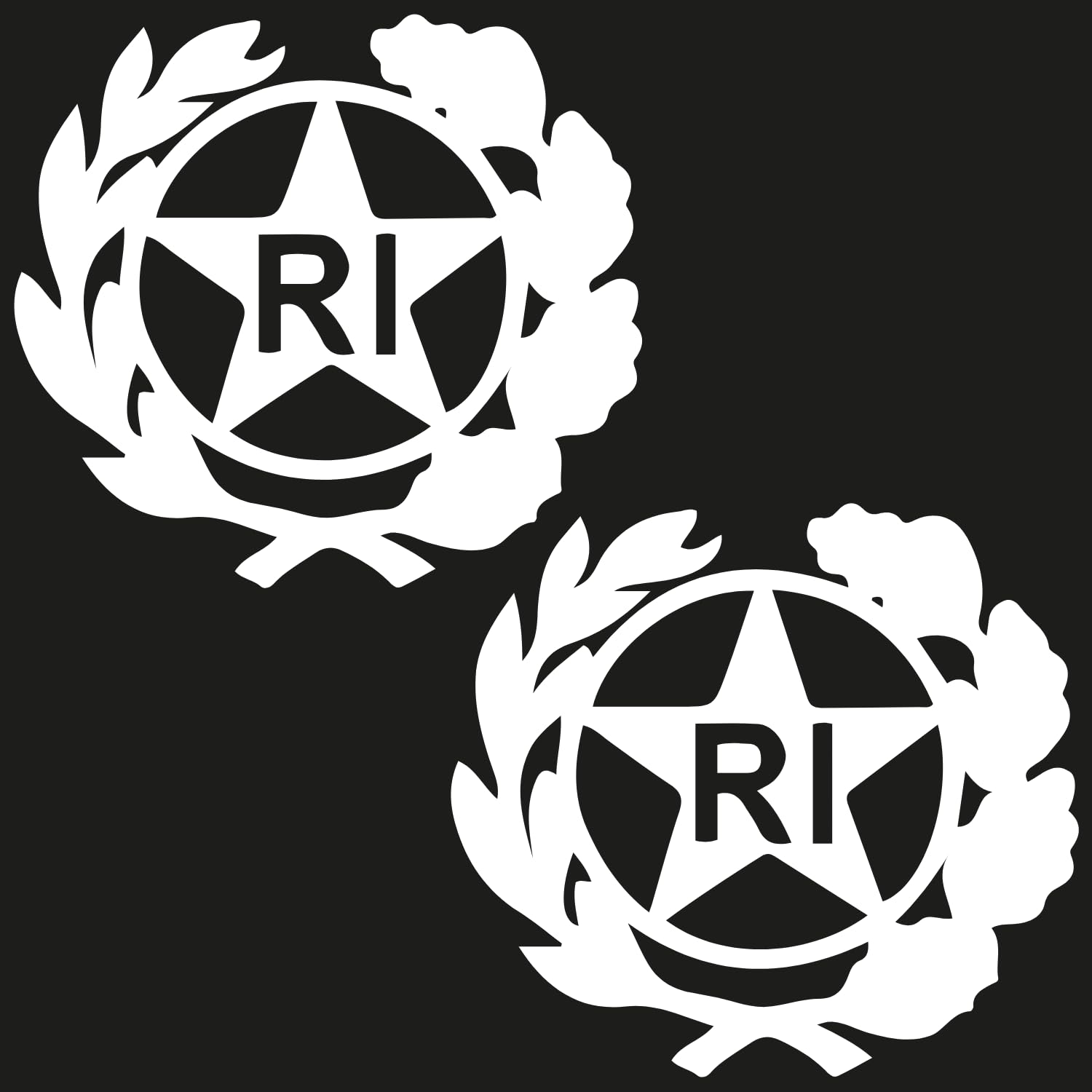 StampaGenerale® - Bollino Adesivo per Targa Auto e Moto con Stemma Logo RI in PVC Resistente e Impermeabile Facile da Applicare Ideale per Restauri (13x13 mm) (2, Bianco)