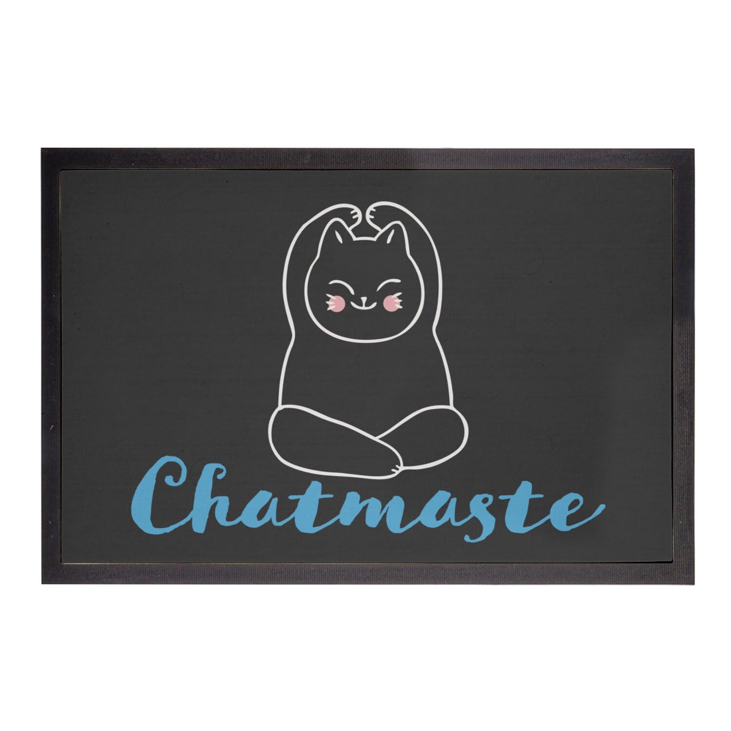 Paillasson Noir Chatmaste stop saleté tapis chat yoga 75x50