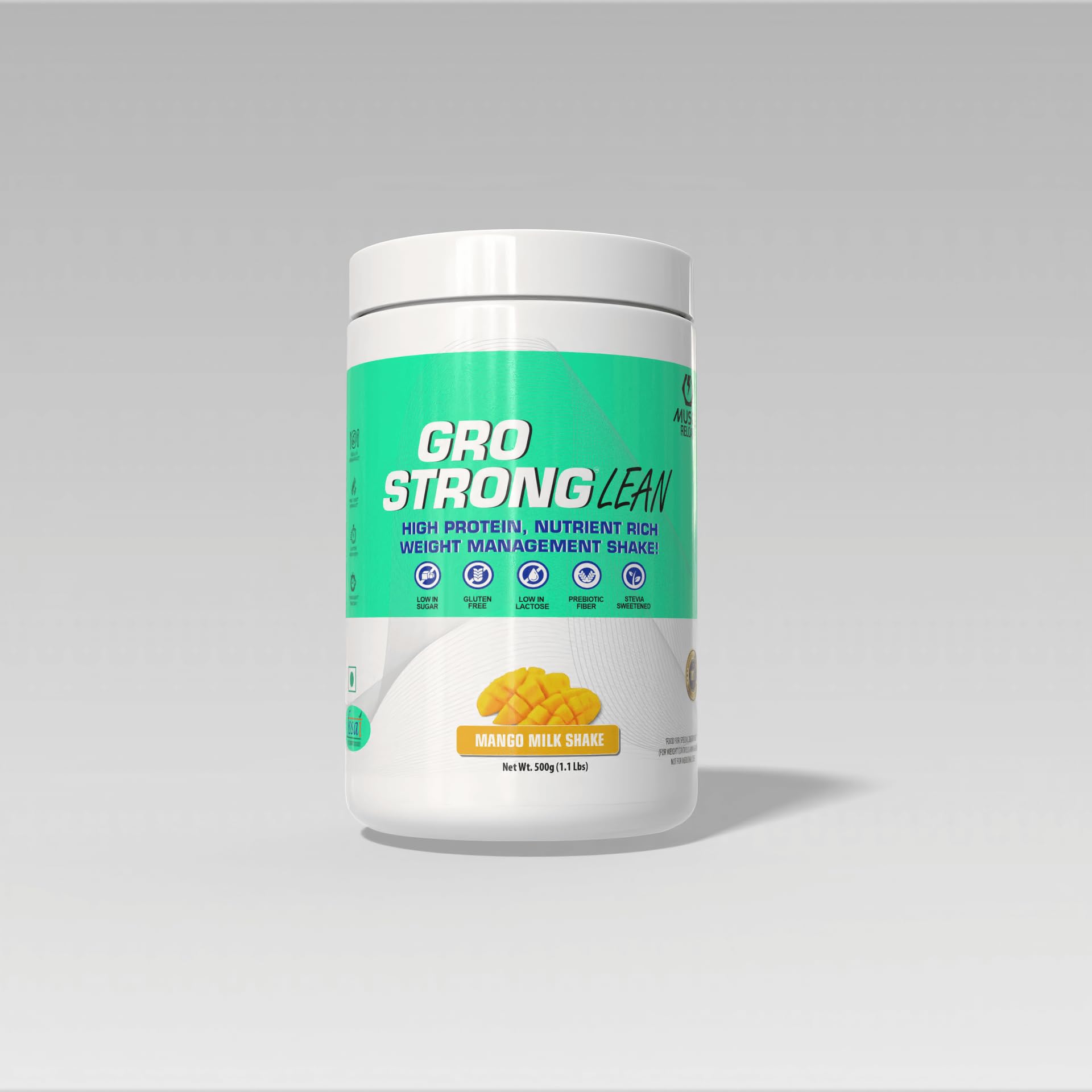 Gro Strong Lean – High Protein Weight Management Meal Replacement Shake– 500g | With 27 Vitamins & Minerals, Superfoods, Prebiotic Fiber | Low Sugar, Gluten Free, Stevia Sweetened(Mango Milk Shake)-image-19