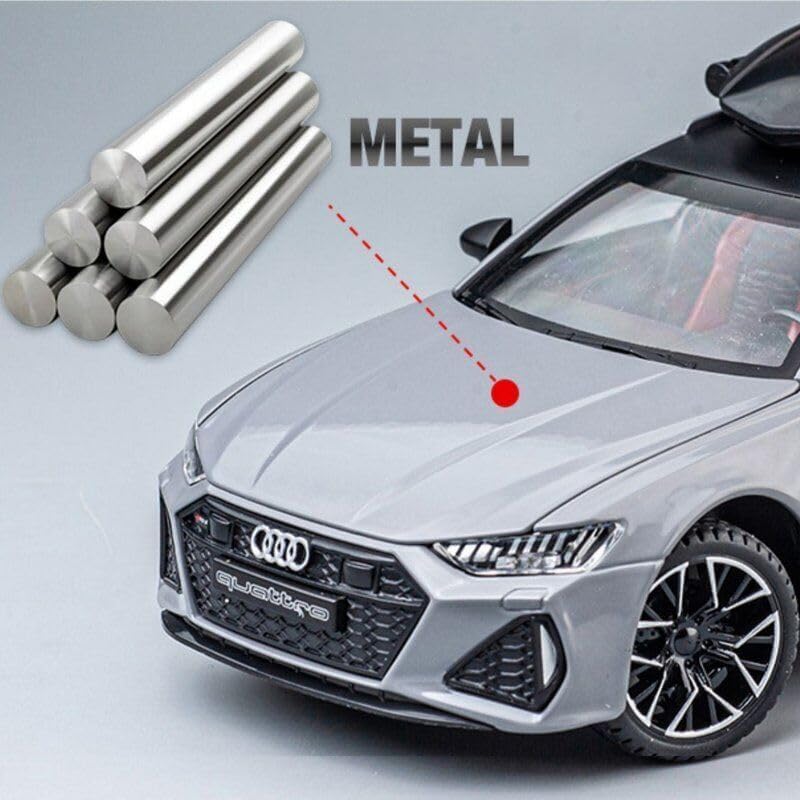 Bluebell RS 6 White Car Travel Version Model Car Simulation Sound and Light Pull Back Alloy Car Toy Car Boy Collection Decoration Gift Toy Vehicle with Light and Sound Pull Back Toy Car for Kids. 1