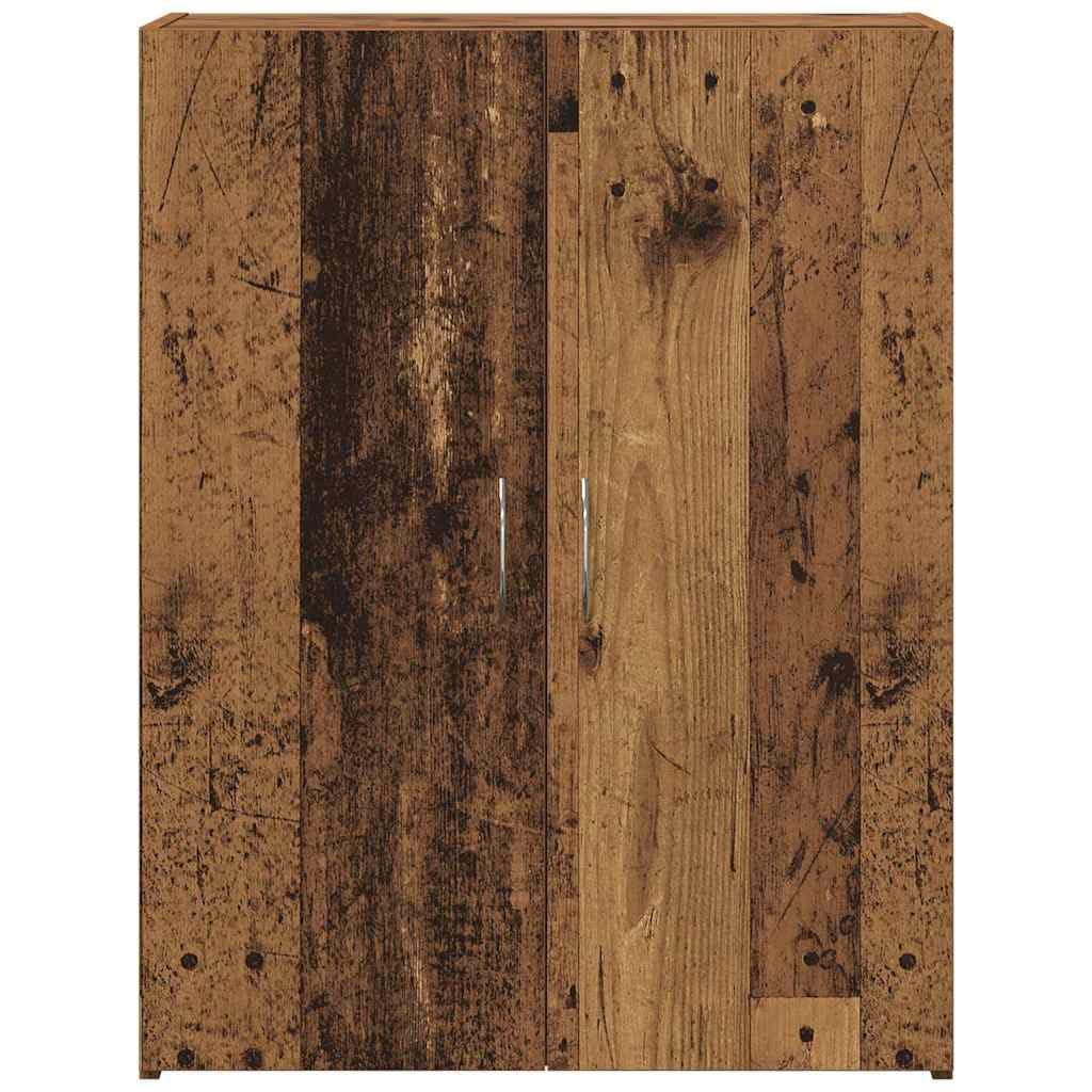 Homogen Büroschrank mit Regal Schwarz Eichen-Optik aus Holzwerkstoff 70 x 32 x 77,5 cm mit 2 Scharniertüren und Bogen-Griffen für effiziente Büroorganisation und langlebige Aufbewahrung