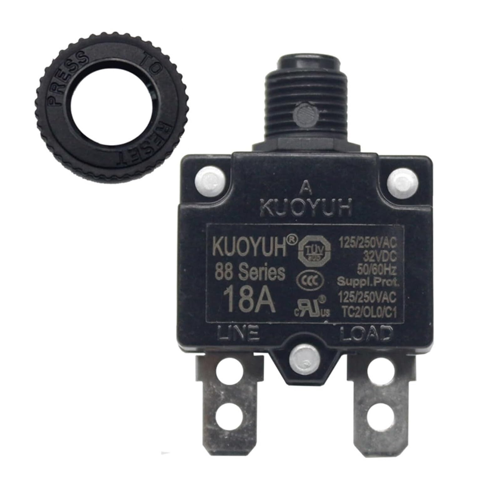 Mlyvax Circuit Breaker 88 Series 18A 125/250VAC 50/60Hz Thermal Reset Breaker Overload Protection Switch for Electrical Equipment