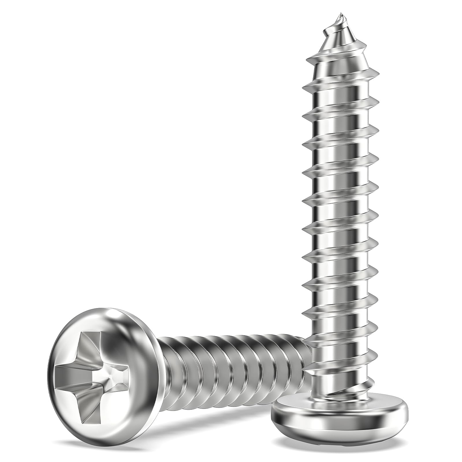 100Pcs M4 Screws for Wood, Metal, Plastic, M4 x 20mm Button Head Self Tapping Screws, Phillips Drive, 304 Stainless Steel, Full Thread