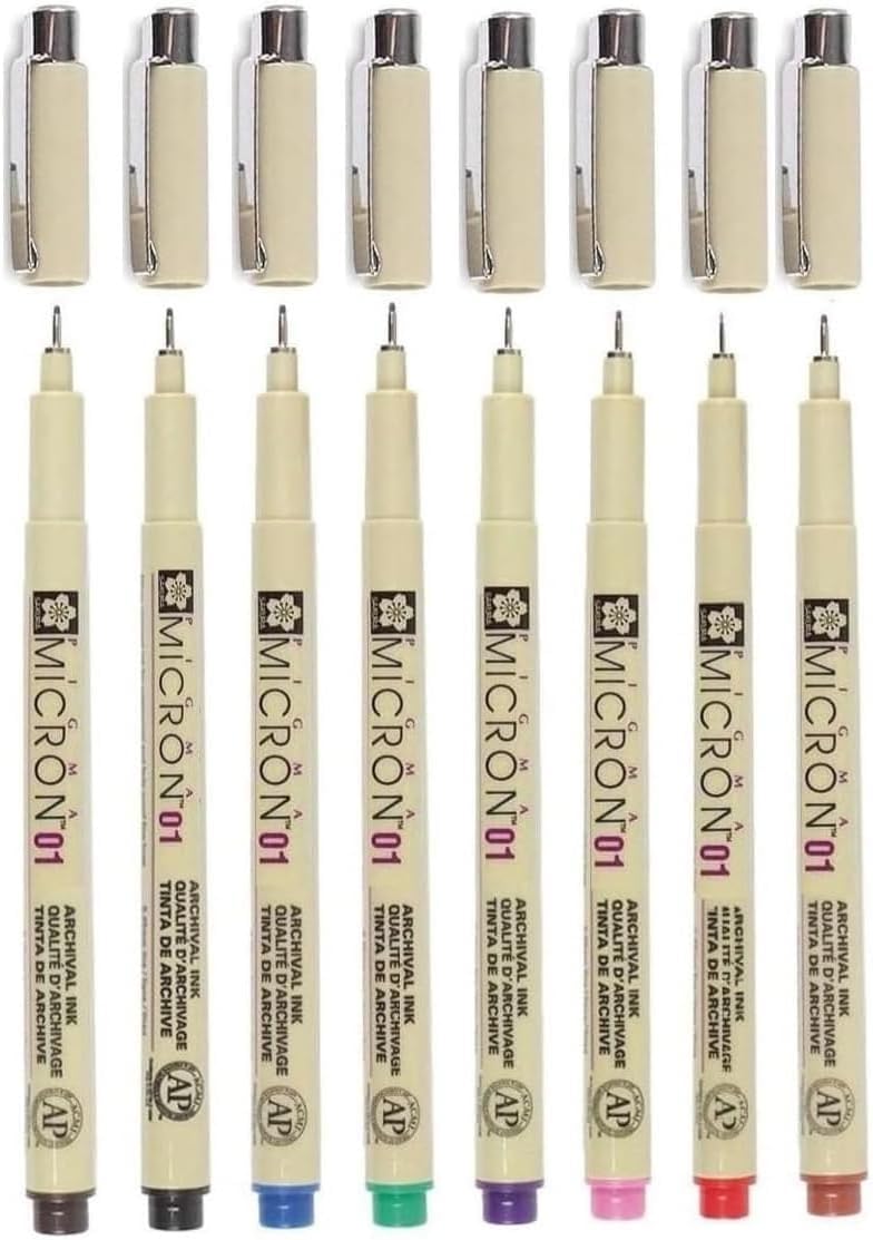 PIGMA MICRON Sakura 8 Fineliners 01 - Set di 8 colori