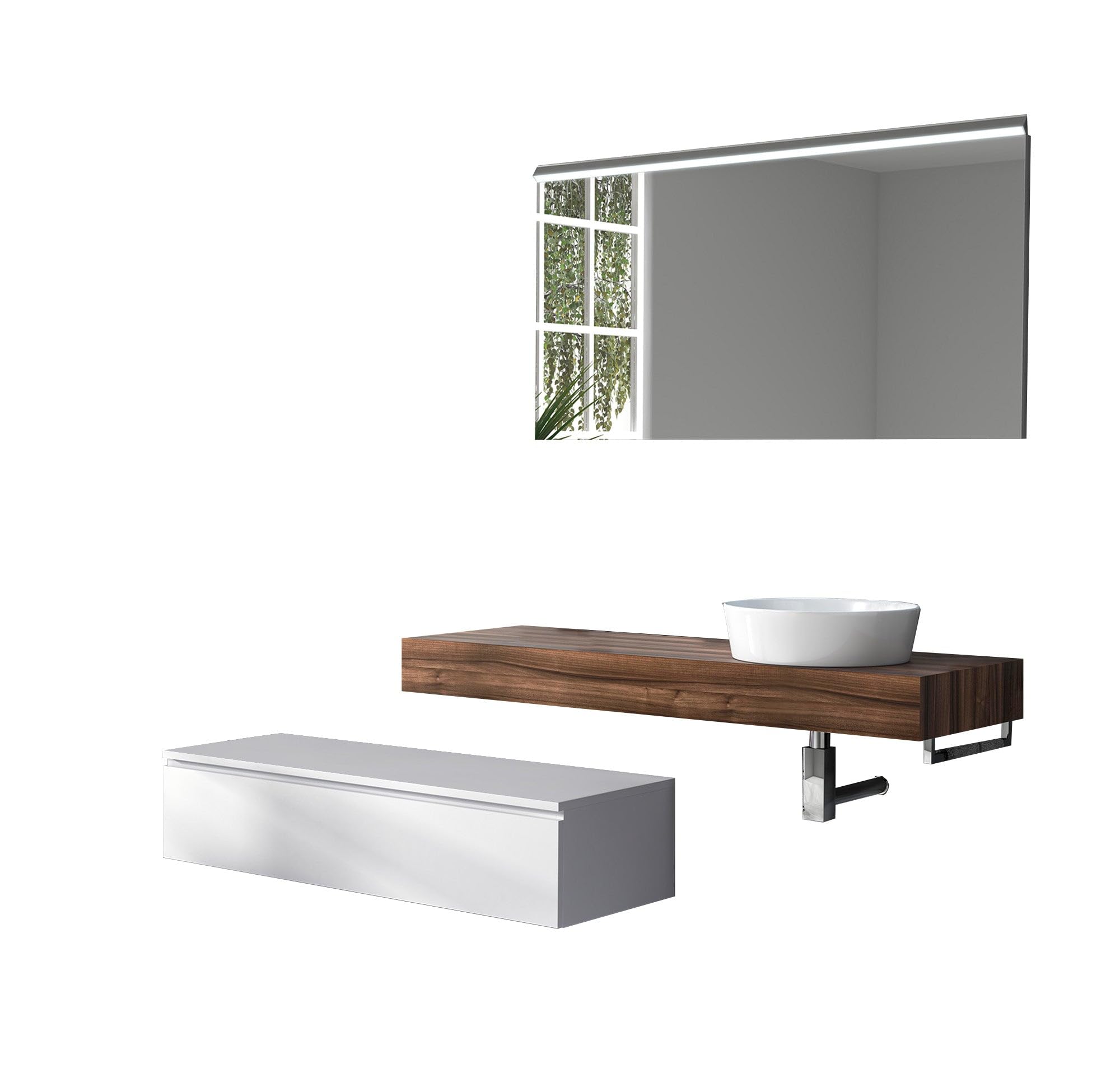 AQA DESIGN accessori casa composizione 5 pezzi bagno, top in mdf scatolato realizzato con tecnologia folding con superficie in pvc antigraffio colore - Multicolore - 220x45x190 cm