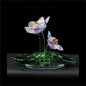 一点モノ 蓮（ハス）の花と鯉 オブジェ ガラス工芸 インテリア 置物 ガラス細工 一点モノ 蓮（ハス）の花と鯉 オブジェ ガラス工芸 インテリア 置物